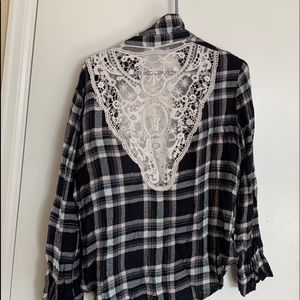 flannel with lace back